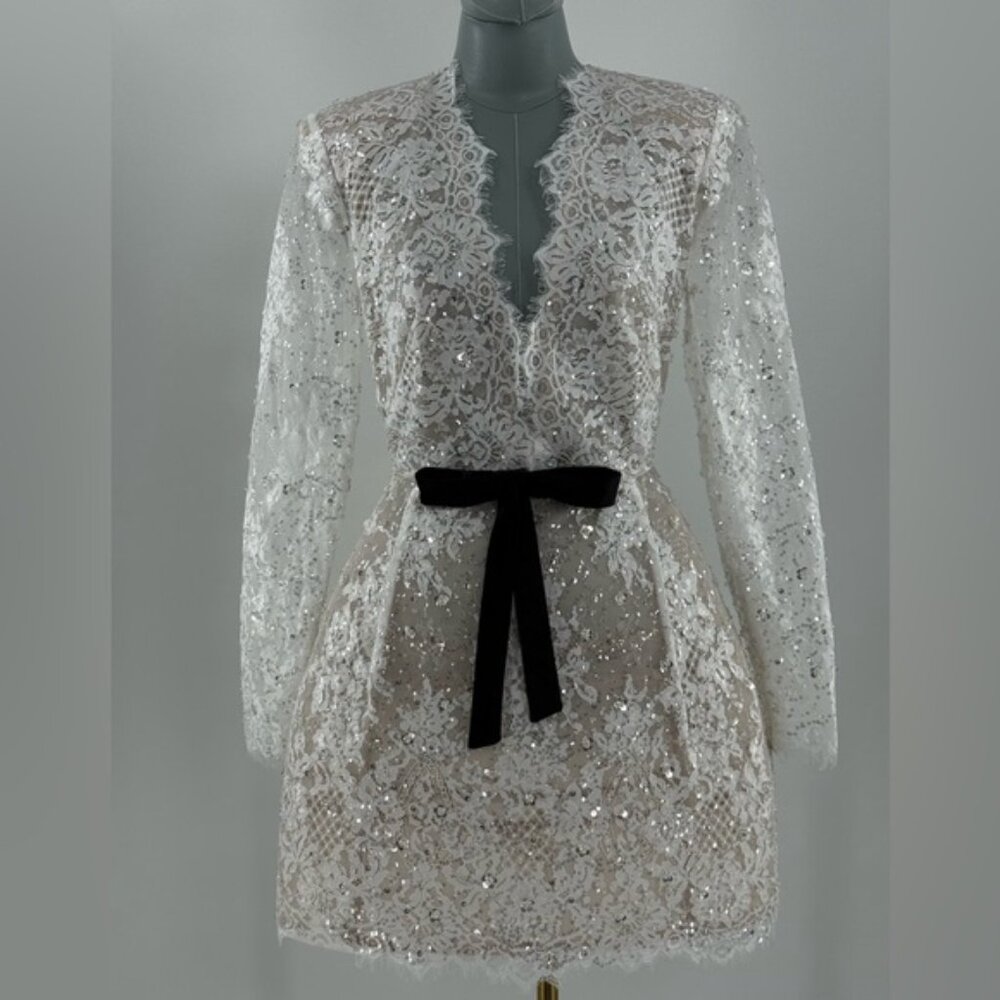 🆕 BRONX & BANCO 🧿 NWOT Isa Long Sleeve Mini Dress, with Bow - Sz M / US 6 - Picture 11 of 16
